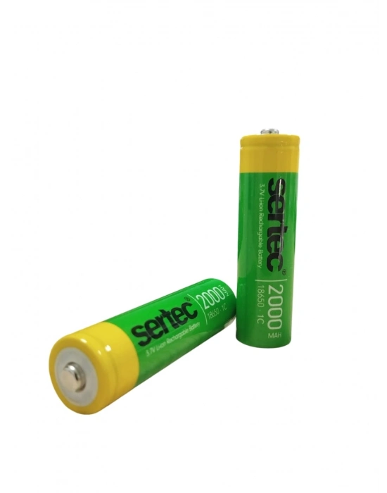 Sertec 18650 3.7v 2000 Mah 1c Li-ion Şarjlı Pil Başlı