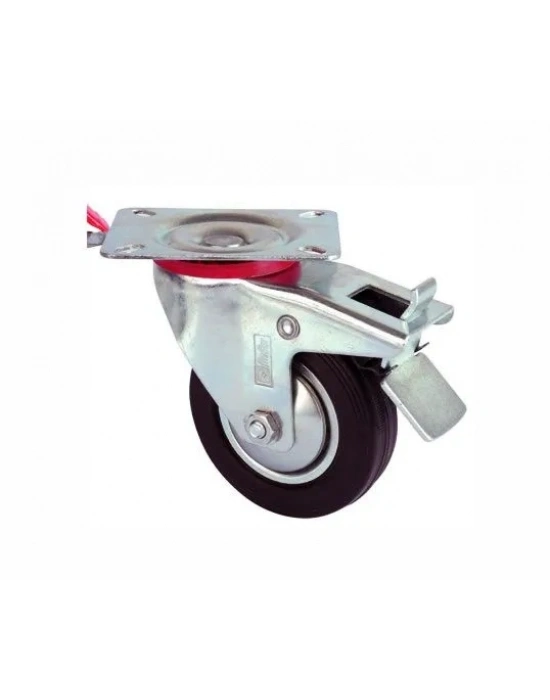 Servis Tekeri - Tablalı Frenli Siyah Döner - Çap 125 Mm