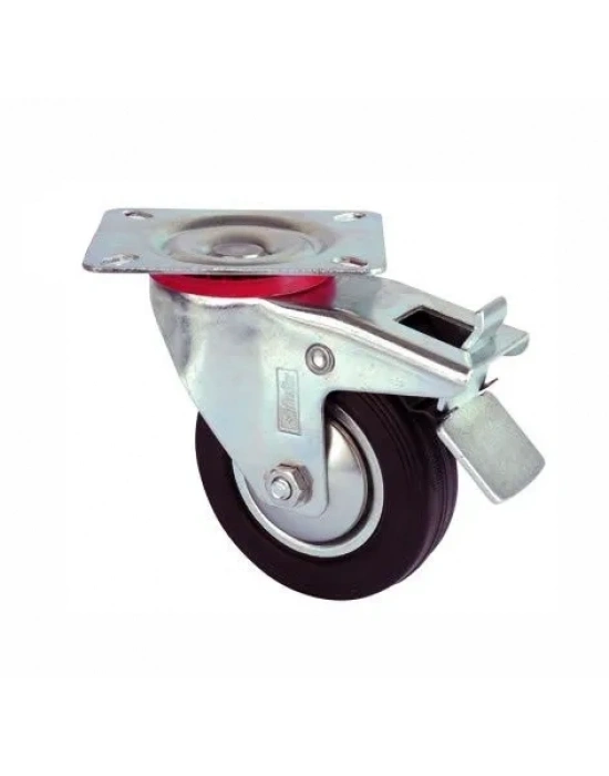 Servis Tekeri - Tablalı Frenli Siyah Döner - Çap 80 Mm