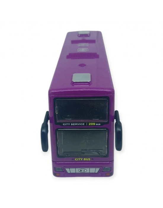 Sesli Işıklı Çift Katlı Otobüs 20 cm - Mor