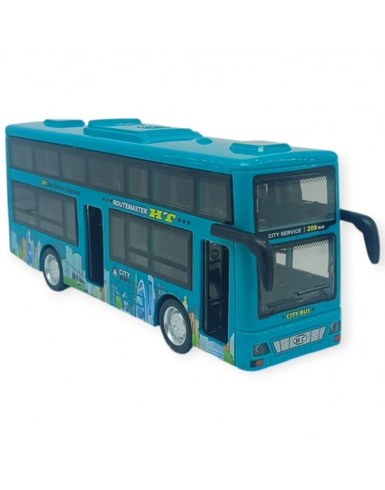 Sesli Işıklı Çift Katlı Otobüs 20 cm - Yeşil