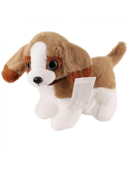 Sesli Peluş Köpek - 2309033 - Kahverengi-Beyaz