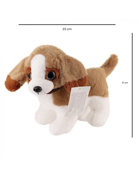 Sesli Peluş Köpek - 2309033 - Kahverengi-Beyaz