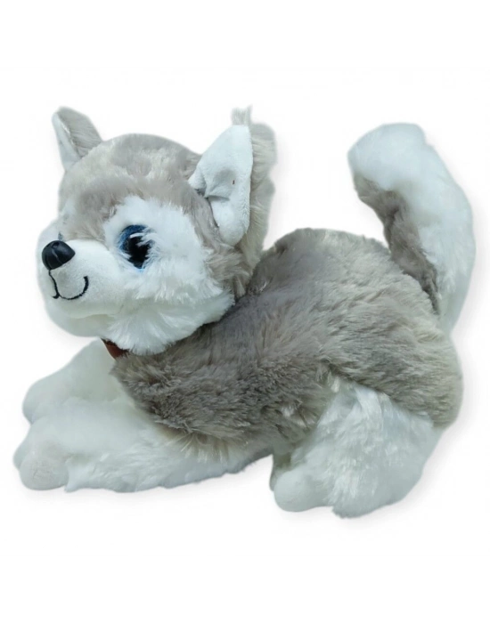 Sesli Peluş Yatan Köpek 25 cm - Gri