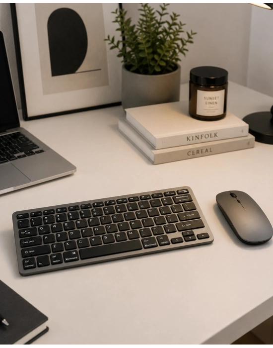 Sessiz Kullanım Sunan Bluetooth Klavye Mouse Seti Çoklu Cihaz Uyumlu