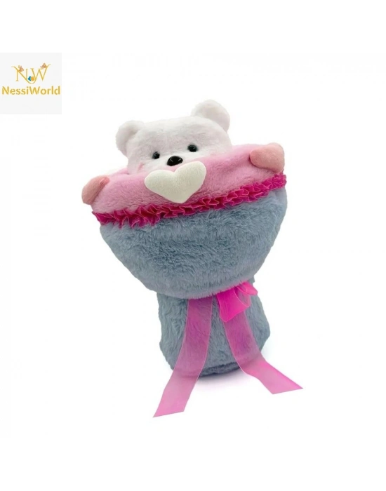 Sevgi Buketi Peluş Ayıcıklı Peluş Çiçek Buketi 40 cm