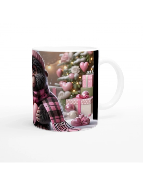 Sevgi Dolu Bebek Goril Temalı Kış Konseptli Baskılı Kupa Bardak