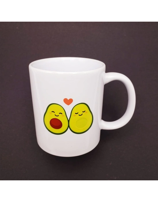 Sevimli Avokado Çift Baskılı Kupa Bardak