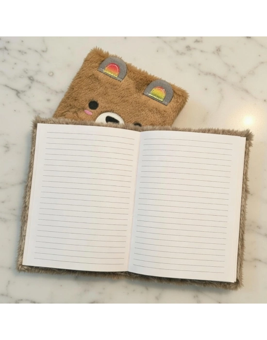 Sevimli Ayıcık Peluş Çizgili Defter