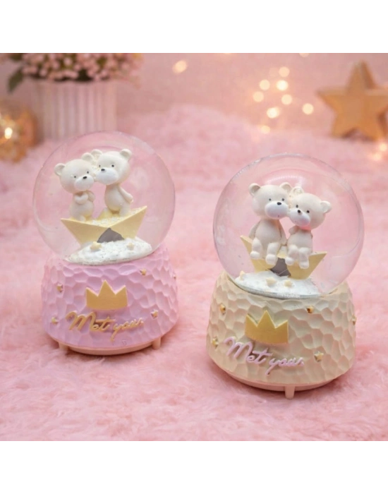 Sevimli Ayıcık Tasarımlı Otomatik Büyük Kar Küresi