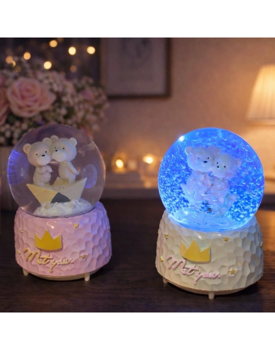 Sevimli Ayıcık Tasarımlı Otomatik Büyük Kar Küresi