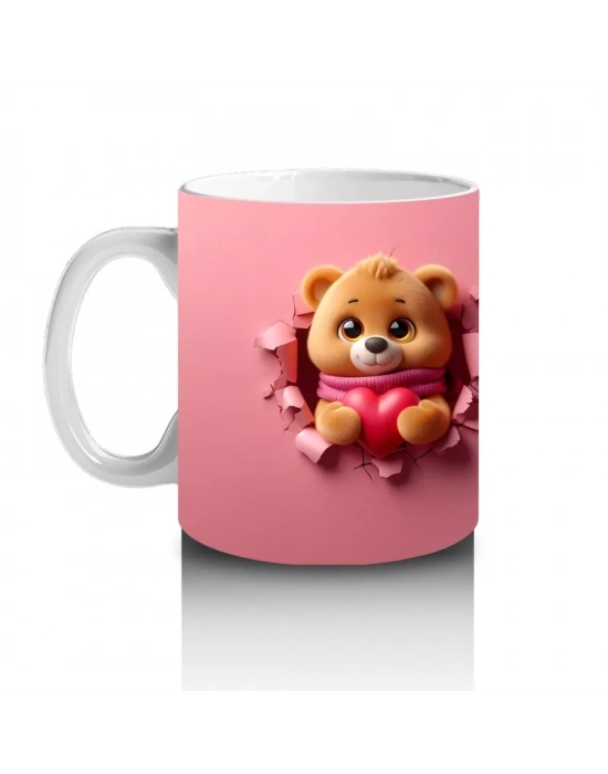 Sevimli Ayıcık ve Atkılı Karakter Figürü – Baskılı Kahve Kupası