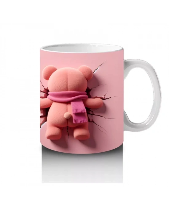 Sevimli Ayıcık ve Atkılı Karakter Figürü – Baskılı Kahve Kupası