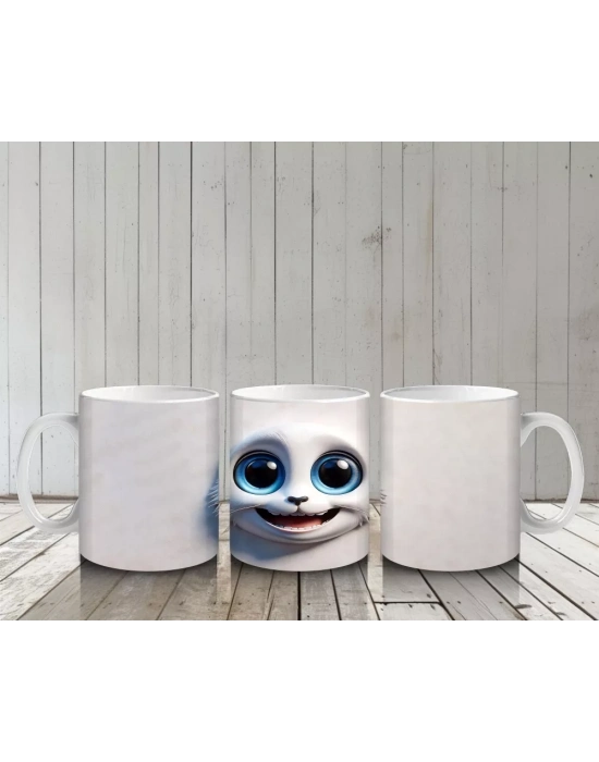 Sevimli Büyük Gözlü Yavru Hayvan – Baskılı Kahve Kupası