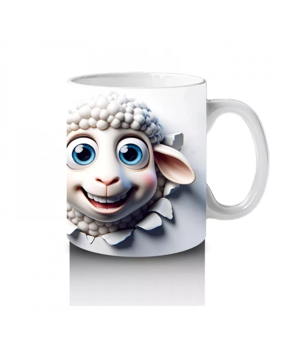 Sevimli Çift Kuzu Figürüyle Neşeli Tasarım - Baskılı Kahve Kupası