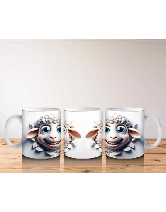 Sevimli Çift Kuzu Figürüyle Neşeli Tasarım - Baskılı Kahve Kupası