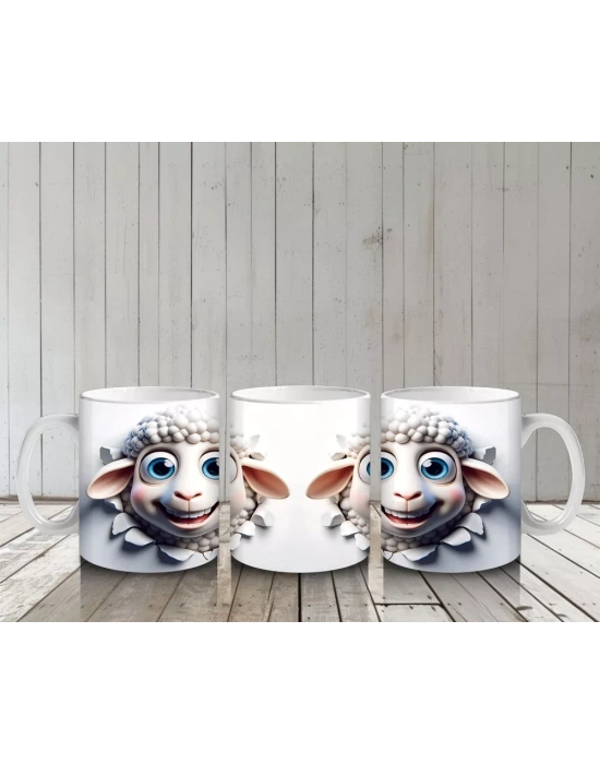 Sevimli Çift Kuzu Figürüyle Neşeli Tasarım - Baskılı Kahve Kupası