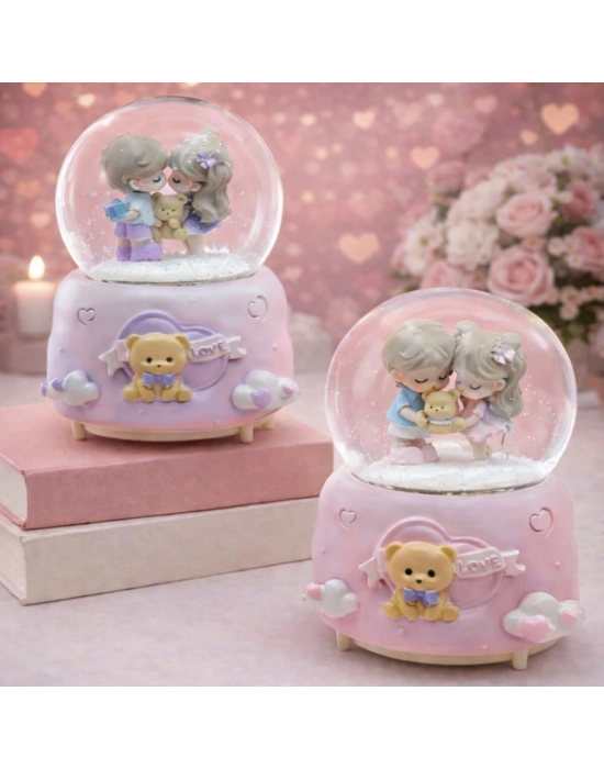 Sevimli Çift Tasarımlı Büyük Boy Otomatik Kar Küresi