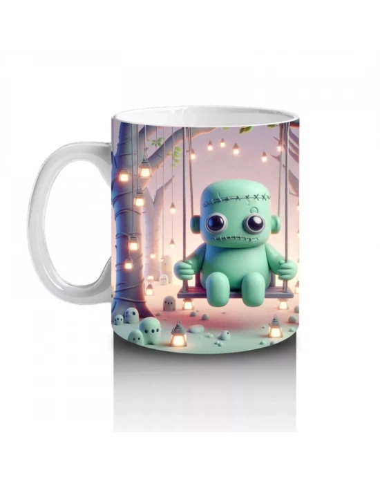 Sevimli Dinozor Kostümlü Çocuklara Özel Tatlı Cadılar Bayramı Baskılı Kupa