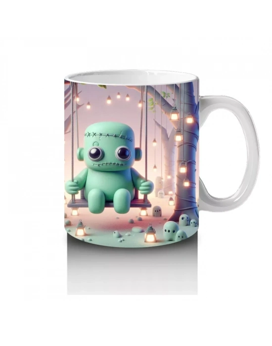 Sevimli Dinozor Kostümlü Çocuklara Özel Tatlı Cadılar Bayramı Baskılı Kupa