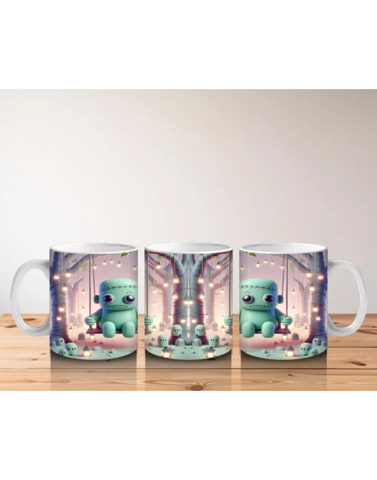 Sevimli Dinozor Kostümlü Çocuklara Özel Tatlı Cadılar Bayramı Baskılı Kupa