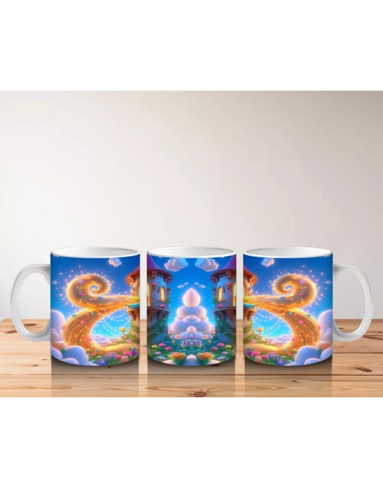 Sevimli Ejderha Figürlü Çocuklara Özel Renkli Cadılar Bayramı Baskılı Kupa