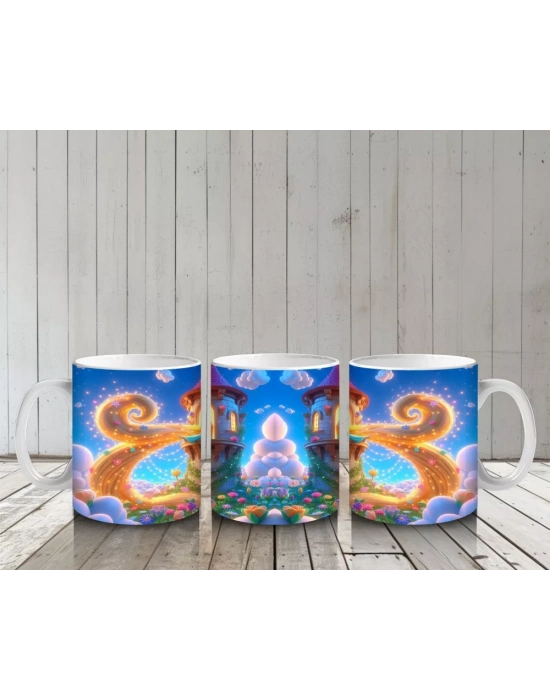 Sevimli Ejderha Figürlü Çocuklara Özel Renkli Cadılar Bayramı Baskılı Kupa