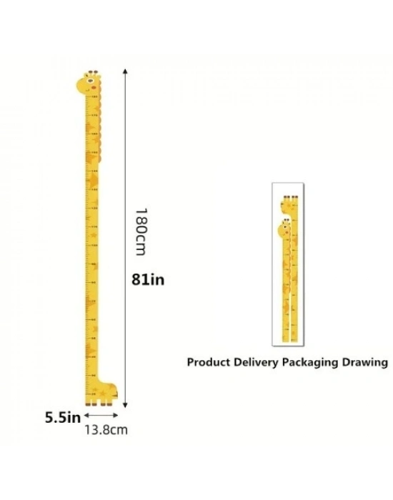 Sevimli Figürlü Çocuk Odası Boy Ölçer Sticker 180 cm