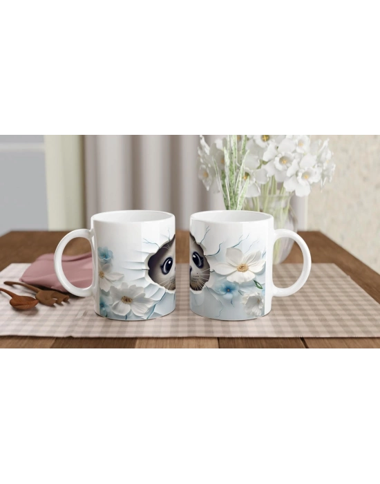 Sevimli Fok Yavrusu ve Çiçek Desenli Su Altı Temalı Kupa Bardak