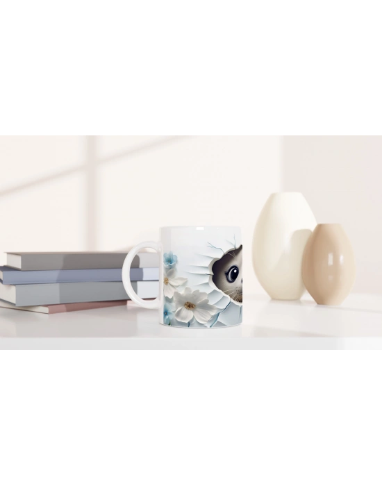 Sevimli Fok Yavrusu ve Çiçek Desenli Su Altı Temalı Kupa Bardak