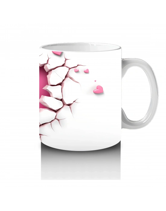 Sevimli Fransız Bulldog ve Pembe Kalpler Temalı Tasarım - Baskılı kahve kupası