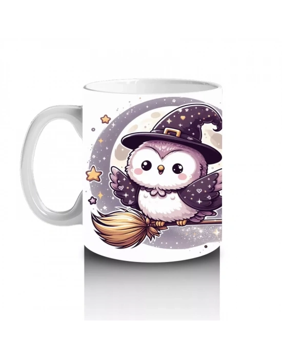 Sevimli Hayalet Figürlü Şeker Sepetli Çocuklara Özel Cadılar Bayramı Baskılı Kupa