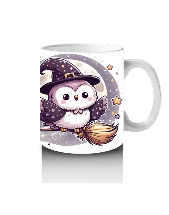 Sevimli Hayalet Figürlü Şeker Sepetli Çocuklara Özel Cadılar Bayramı Baskılı Kupa