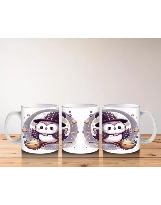 Sevimli Hayalet Figürlü Şeker Sepetli Çocuklara Özel Cadılar Bayramı Baskılı Kupa