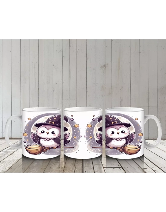 Sevimli Hayalet Figürlü Şeker Sepetli Çocuklara Özel Cadılar Bayramı Baskılı Kupa