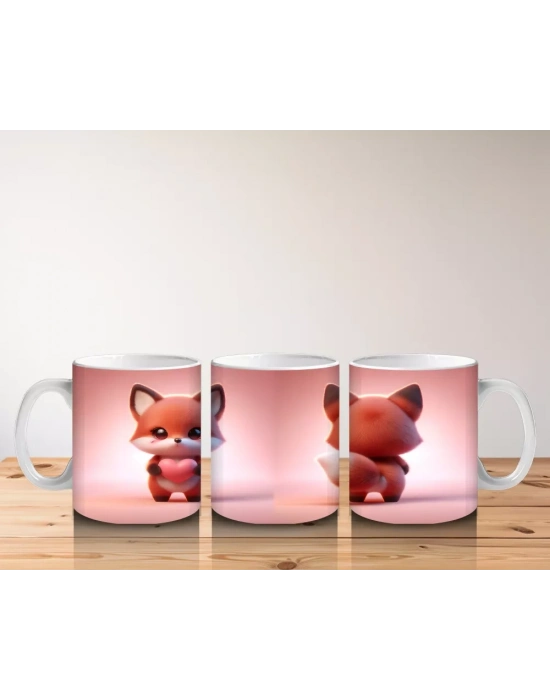 Sevimli Kedi Figürü (Ön ve Arka Görünüm) – Baskılı Kahve Kupası