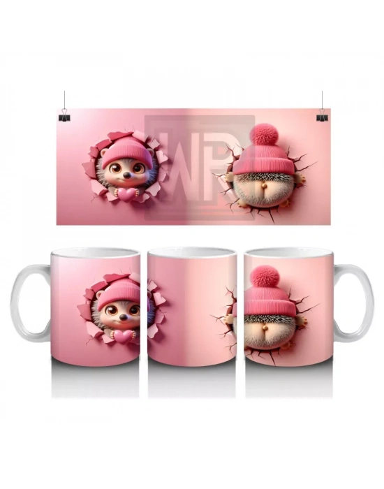 Sevimli Kız Çocuk Maskotu ve Peluş – Baskılı Kahve Kupası