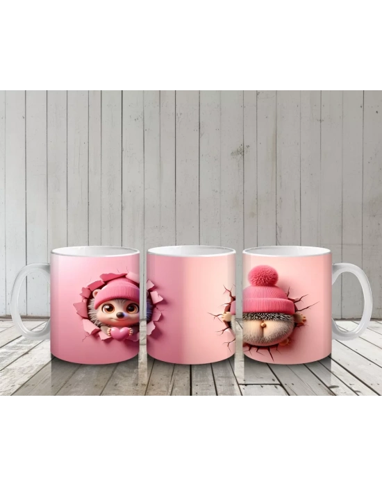 Sevimli Kız Çocuk Maskotu ve Peluş – Baskılı Kahve Kupası