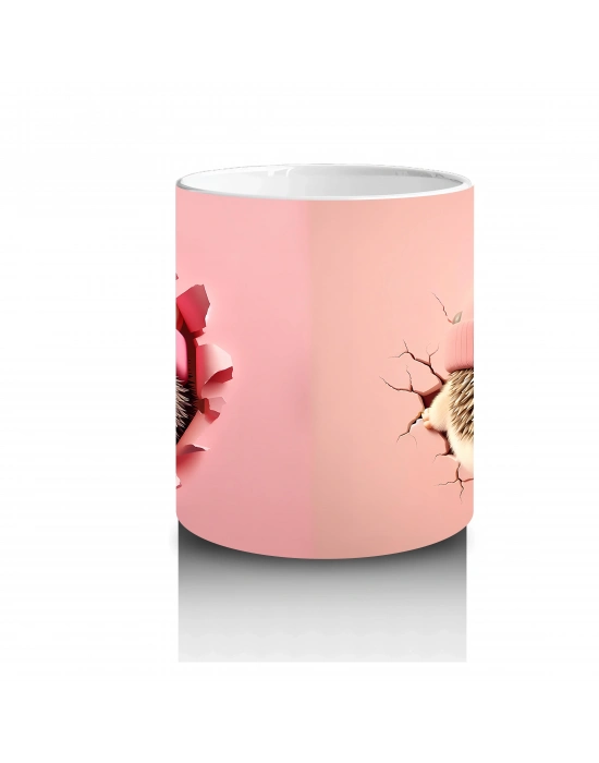 Sevimli Kız ve Bere Detaylı Kalp Çatlak – Baskılı Kupa Bardak