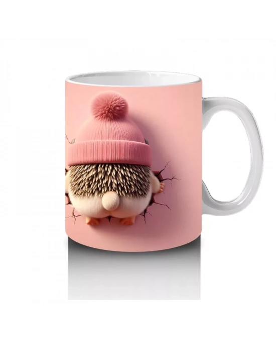 Sevimli Kız ve Bere Detaylı Kalp Çatlak – Baskılı Kupa Bardak