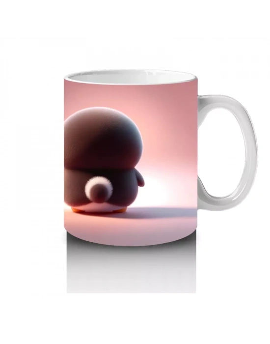 Sevimli Penguen Maskotlar Ön ve Arka Görünüm – Baskılı Kahve Kupası