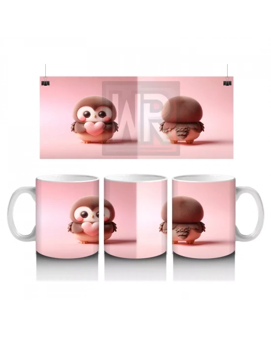 Sevimli Penguen ve Ayıcık Figürü – Baskılı Kahve Kupası