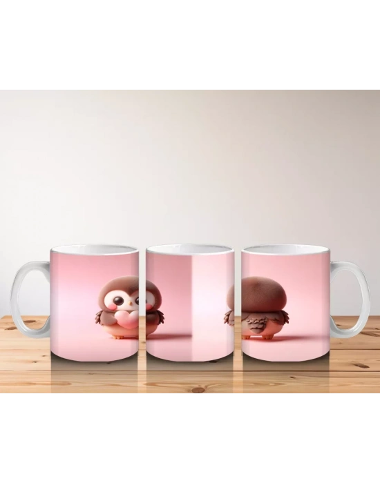 Sevimli Penguen ve Ayıcık Figürü – Baskılı Kahve Kupası