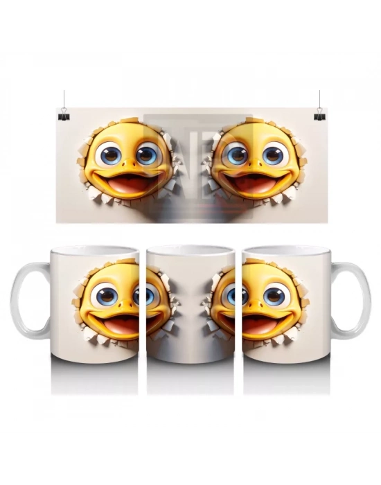 Sevimli Sarı Yüzler ve Komik İfadeler – Baskılı Kahve Kupası