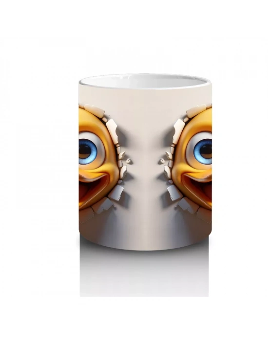 Sevimli Sarı Yüzler ve Komik İfadeler – Baskılı Kahve Kupası