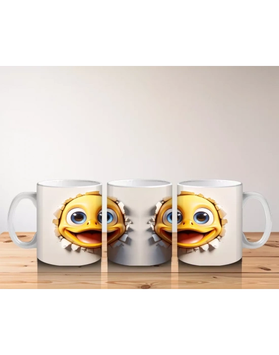 Sevimli Sarı Yüzler ve Komik İfadeler – Baskılı Kahve Kupası