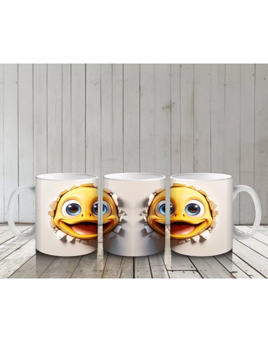 Sevimli Sarı Yüzler ve Komik İfadeler – Baskılı Kahve Kupası