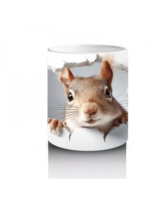 Sevimli Sincap Figürü Duvar Desenli – Baskılı Kupa