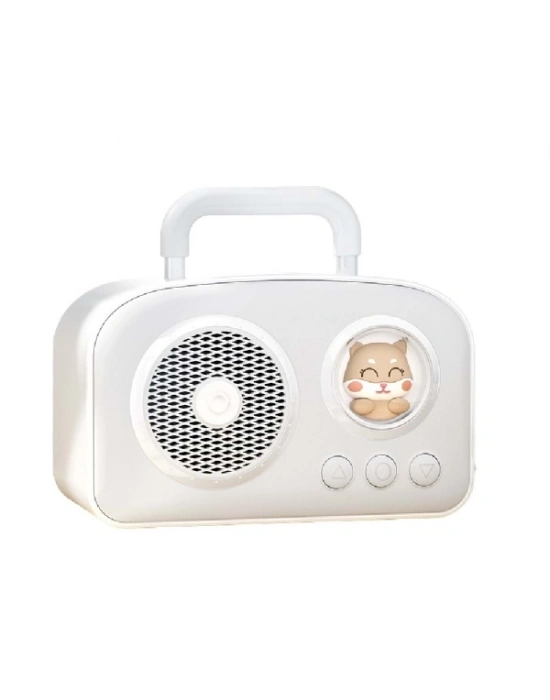 Sevimli Tasarımlı Taşınabilir Radyolu Bluetooth Hoparlör Beyaz