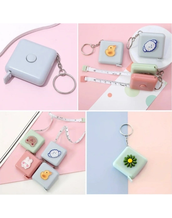 ®  Sevimli Yumuşak Stickerli 150 cm Uzunluğunda Pratik Taşınabilir Çanta Boy Anahtarlıklı Mezura